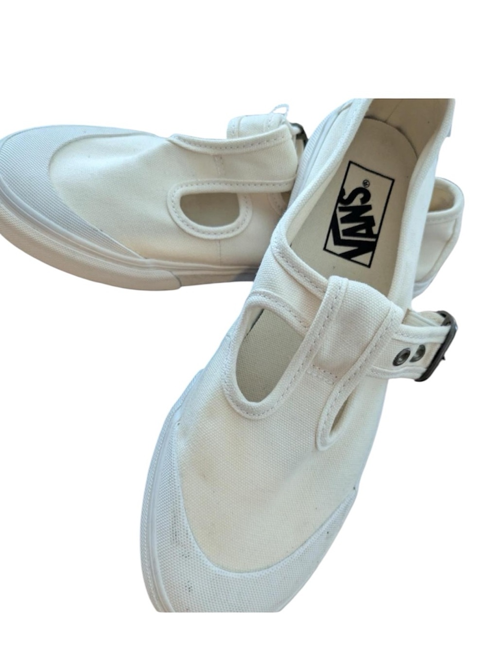Vans White and cream Canvas Mary Jane Buckle Sneakers
